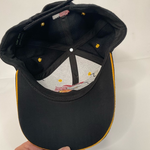 USA Men’s Embroidered American Flag Eagle Black Adjustable Closure Baseball Cap - Picture 11 of 14